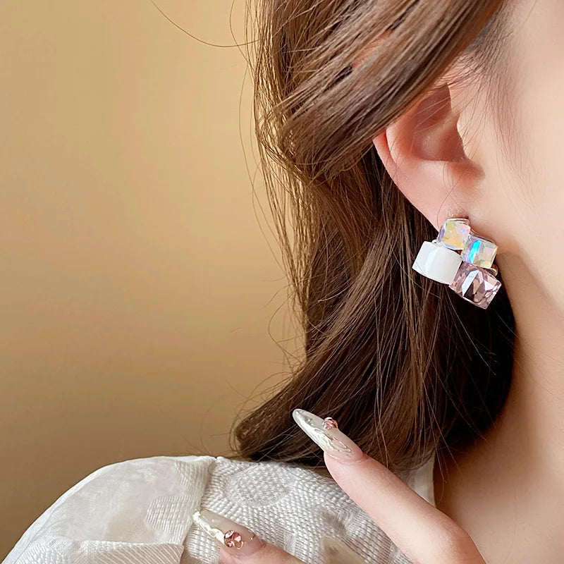 Icy cube earrings